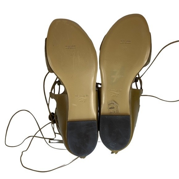 Etro Suede & Leather Tan Taupe Gladiator Lace Up Sandals Flats 37 / 7 - Picture 7 of 8